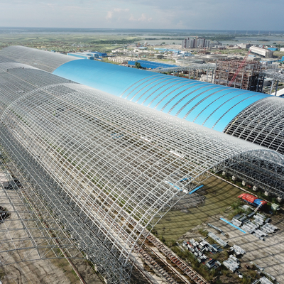 Long Span Prefab Steel Space Frame Roof Structure 0.8mm Light Roof
