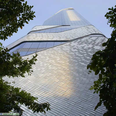 Q355B Glass Aluminium Curtain Wall Construction 0.36mm-0.6mm Customized