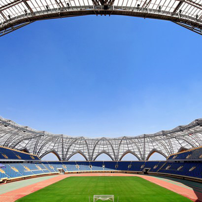 Q235 Curved Steel Roof Truss Corrugated Metal Roof Trusses Stable Green