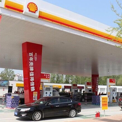 PU Roof Gasoline Station Canopy Construction 100-300m For Steel Structure
