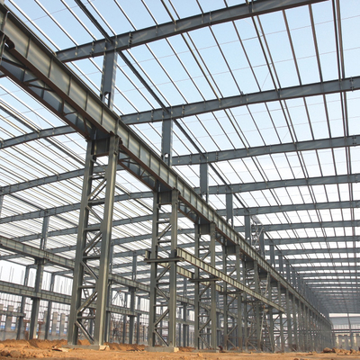 Q235 GB Steel Portal Frame Building Construction  0.6mm Roof Rigidity
