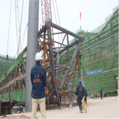 100m Long Span Truss Structure Grey Q345 Steel Tube Trusses On Site Installation