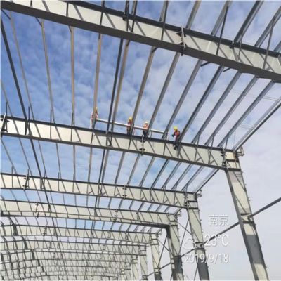 Large Span Portal Frames 48m Decoiling Flat Roof Portal Frame 0.36mm