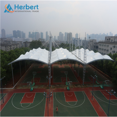 EPS Roof PVC PTFE Tensile Membrane Spatial Cable Domes Welding For Structure