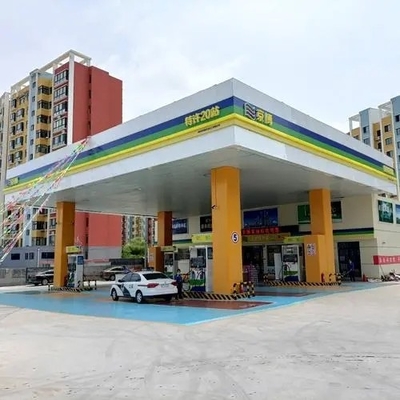 GB Gas Station Awnings Punching Petrol Bunk Canopy Painted Customized