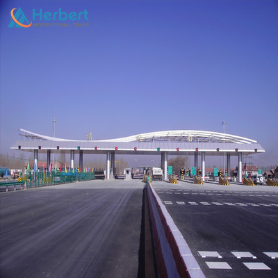 EPS PU Roof Toll Booth Construction 0.8mm Roof Toll Plaza Canopy 4-8 Lanes