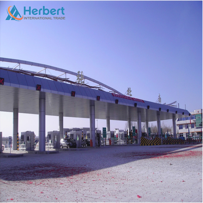 EPS PU Roof Toll Booth Construction 0.8mm Roof Toll Plaza Canopy 4-8 Lanes