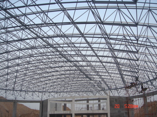 Q345 Triple Layer Grid Space Frame 300m Stadium Roof Construction Painting