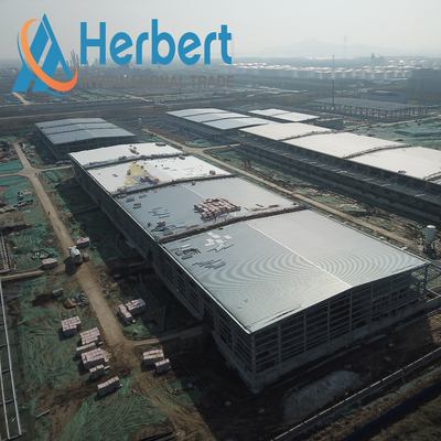 Q235B Prefab Steel Warehouse Roof Structure Building Rockwool