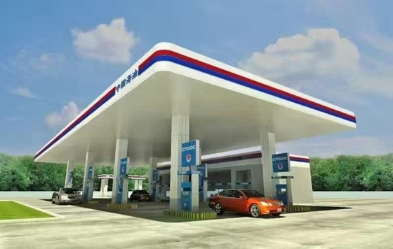 S355JR Large Gas Station Canopy Construction 0.8mm 950mm Roof Customized
