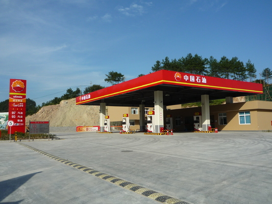 S235JR Gasoline Gas Station Canopy Construction 300m Customized