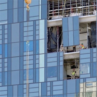 Tinted Tempered Single Glazing Curtain Wall Metal Panel EPS White