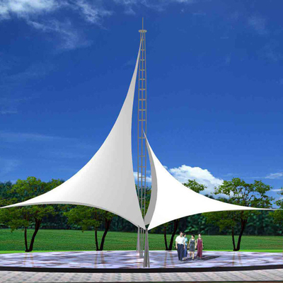 Q235 PVDF Tension Membrane Structure 0.6mm Roof Punching White