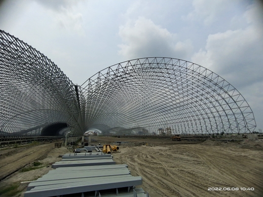 Mid Grey Paint Light Glass Frame 100-300m Steel Truss Structure Bending