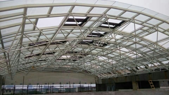 Long Span Prefab Steel Space Frame Roof Structure 0.8mm Light Roof