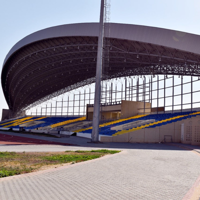 Prefabricated Building Light Steel Space Frame Structure Q235 Outreach Roof For Stadium