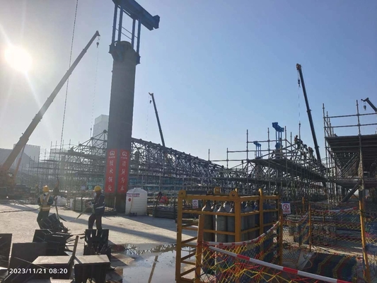 On Site Installation Q235 Space Frame Truss Storage Coal Shed