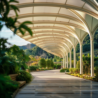 ETFE and PTFE Tension Membrane Structure for Elegant Architectural Forms