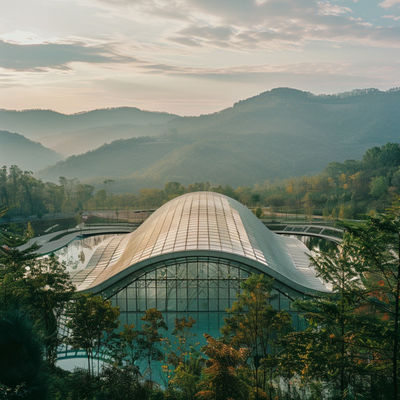 Estructura espacial con un diseño elegante para parques centrales e instalaciones informales Edificios de acero duraderos y versátiles